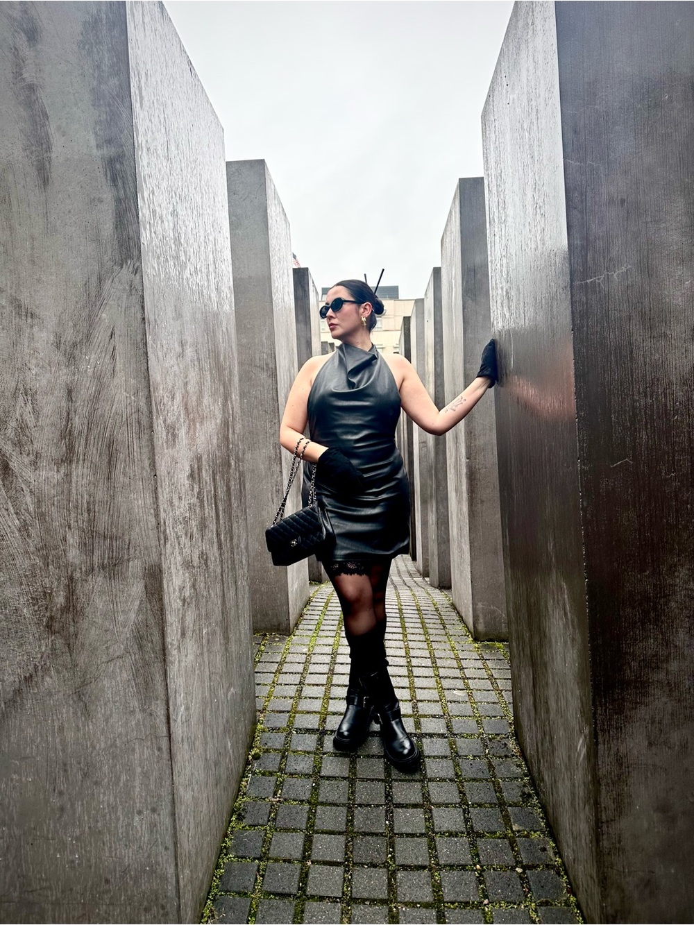 Zara Black Faux Leather Mini Dress